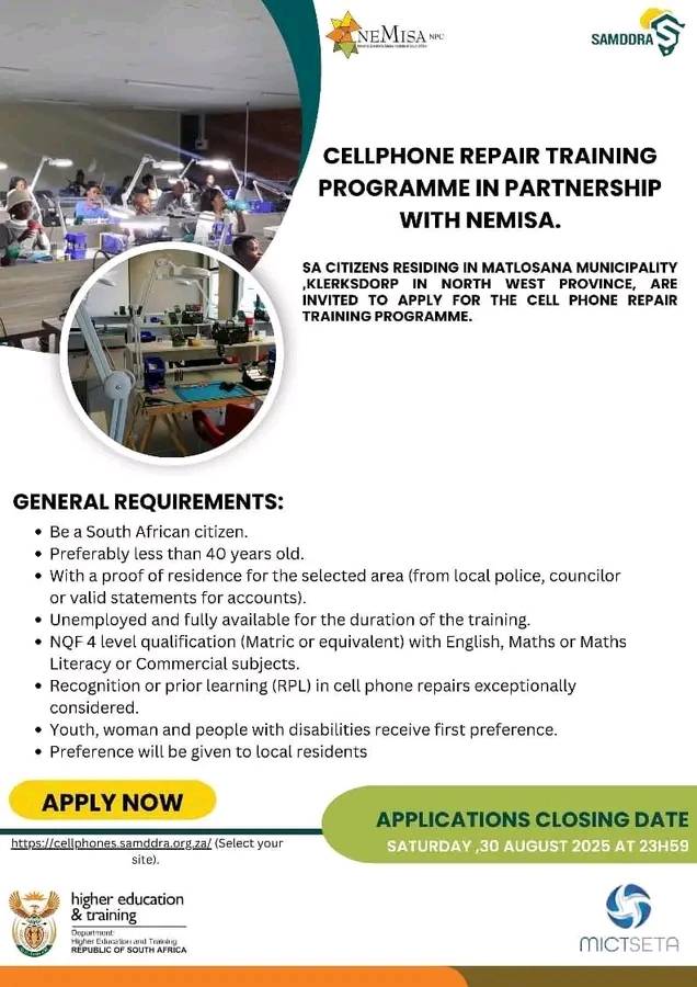 Cellphone Repair Training Programme in Partnership with NEMISA